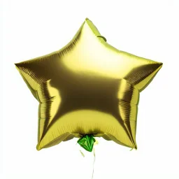 High resolution photograph of a inflated green star foil balloon