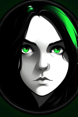 dark beautiful logo cartoon circle green eyes chubby