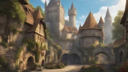 beautiful medieval european capital. fantasy setting. dramatic.