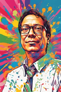 colorfull splash portrait of Gustavo Petro illustration