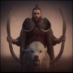 A viking with muscles and sharp blaids, scary, steam punk, realistic, made in octane, cinematic, ultra-realistic, extremely detailed octane rendering, 8K, VRAY Super Real ar 2:3, dof photorealistic futuristic 50mm lens hard lighting dark gray tintype photograph, realistic lighting, sepia color