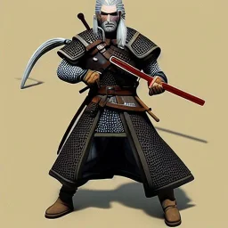 Geralt of Rivia, traditional japanese brushed style