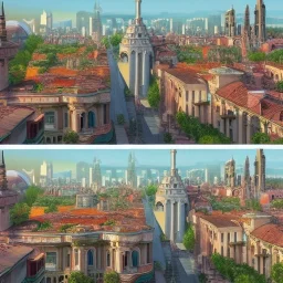 Skyline,beautiful Metropolis,Beaux Arts architecture,Vignola classicism+palladio+ colourful town+liveable street+detailed facades+tiles rooftops+green city,uphill road,trees on walkway,elegant avenue, biopunk+alphonse mucha, greg rutkowski,matte painting, cryengine, hyper detailed, felix kelly, fantasy art, seb mckinnon"