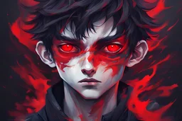 abstract boy art Red eyes