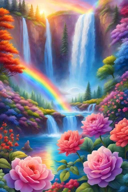 ufos, rainbows, beautiful gardens , flowers, cascades