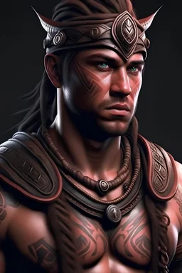 fantasy male human half body of a rude warrior, epic, cinematic, realistic, detailed, digital art,