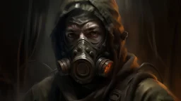 portrait of Artyom from Metro 2033 wearing a gas mask, digital art, concept art, highly detailed, sharp focus
