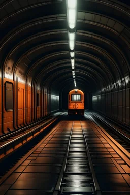 underground train in a tunnel, with an interesting industrial background