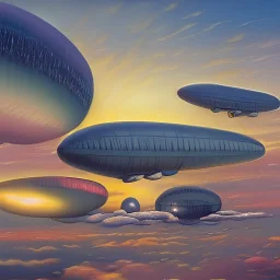 Aerostats and Zeppelins , microscopic image by electron microscope, art by Thomas kinkade