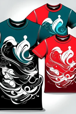 Choose two contrasting colors. Design a t-shirt using vector graphics that play with these two tones, creating depth, shadows, and highlights.