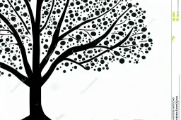 Vector tree illustration white background cut