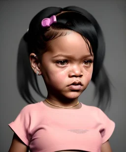 Rihanna toddler, full body, soft skin, dramatic lighting, hyper realistic