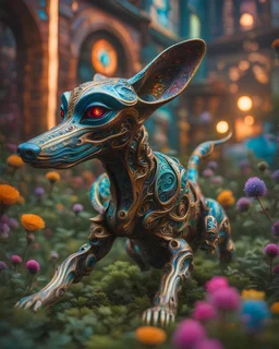 Full body perro alienígena arte lineal impresionista calidad ultra hiperdetallado intrincado maximalista 12k