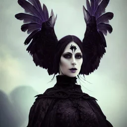 a beautiful gothic woman morphing into a raven, 8k resolution, high-quality, fine-detail, color, intricate, realistic, sharp, crisp, digital art, detailed matte, volumetric lighting, illustration, octane render, brian froud, howard lyon, Anne Dittman, Anne Stokes, Lisa Parker, Selina French