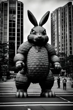 Giant rabbit kaiju. Photograph.