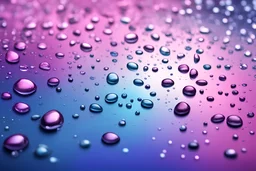 A background for a power point presentation. Water drops. Pink, purple, blue. Photorealistic.