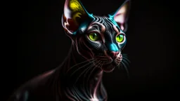 a photograph of sphynx with no backround, 30% of the picture should be full black, high contrast, portrait, shot with a sony alpha A9