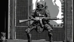 Roland the Headless Thompson Gunner. Illustration.