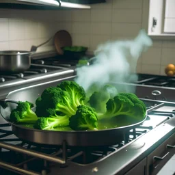 a broccoli is cooking in the kitchen