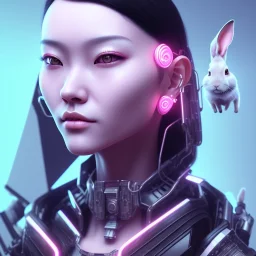 Portrait, cyberpunk Asian woman with rabbit mask, black pink color, highly detailed, art stations, concept art, smooth, unreal engine 5, god rays, ray tracing, RTX, lumen lighting, ultra detail, volumetric lighting, 3d, finely drawn, high definition, high resolution.