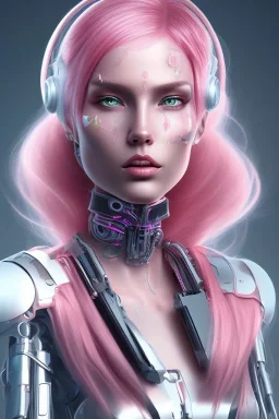 cyborg, pink hair,seven