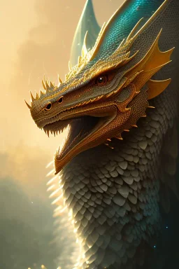 A cute dragon, full-scale head and shoulders portrait, 8k resolution concept art portrait by Greg Rutkowski, Artgerm, WLOP, Alphonse Mucha dynamic lighting hyperdetailed intricately detailed Splash art trending on Artstation triadic colors Unreal Engine 5 volumetric lighting Splash art fantasy"