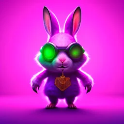 pixar style anamorphic cute cyberpunk rabbit baby, smiling,gangsta gold neckless, full body, magenta puffer jacket, dramatic lighting, hyper realistic, unreal engine 5, 16k without background