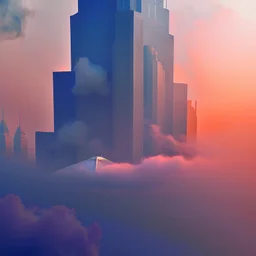 smoke plumes, clouds, smog, city scape with pollution, robot, double exposure photography, colourful nature, clean sharp focus, on white background, Fractal Geometry buildings, sacred geometry