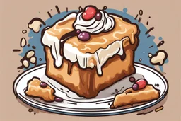 deep fried cheesecake, clean vector style, bold outline