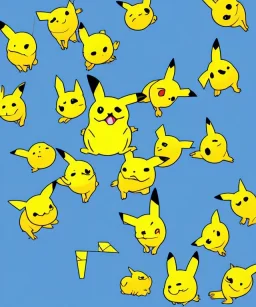 Photorealistic arrangement of pikachus on cosmic jelly