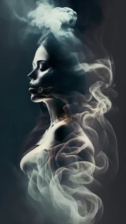 Woman shape in art with smoke