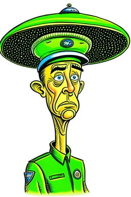 caricature of a human UFO pilot