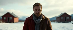 A cinematic, high-end advertisement image for a fictional service called “Virkelig Kjedelig™”. Split-screen composition with two contrasting emotional states.