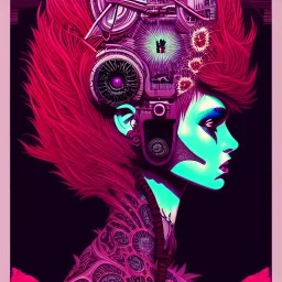 beautiful punk girl, hyper detailed, hyperdetailed, intricately detailed, illustration by <kilian eng>, purple tones, darkred tones,