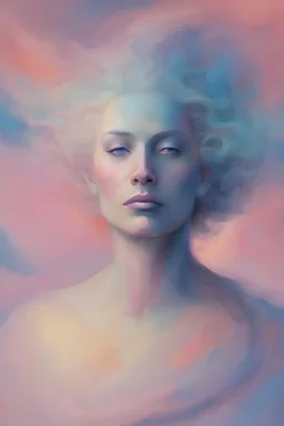 Morpheus, dreamlike ambiance, abstract style, enigmatic expression, ethereal lighting, digital painting, pastel hues, high-quality rendering