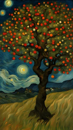 apple tree and stars on the sky by Van Gogh