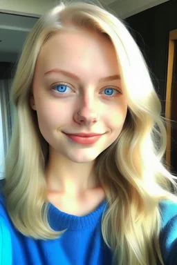 22 year old female, blonde, blue eyes, danish, round face