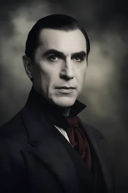 Bela Lugosi as Count Vamperini - full color - 32k, UHD, 1080p, 8 x 10, glossy professional quality digital photograph - dark foggy gradated background, historic, powerful, octane rendering, exquisite detail, 30 - megapixel, 4k, 85 - mm - lens, sharp - focus, intricately - detailed, long exposure time, f8, ISO 100, shutter - speed 1125, diffuse - back - lighting, ((skin details, high detailed skin texture)),