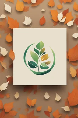 square logo , landscape with leaf fall, flying leaves