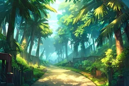 Simple dark Tropical forest with path