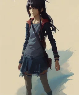 A young anime girl, character design, Greg Rutkowski