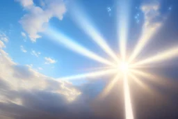 lightblue sky with little bright diamond and soft lihgt beam