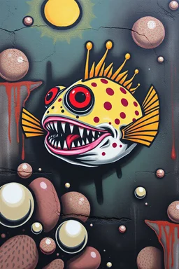 Venomous little pufferfish; street art; lowbrow