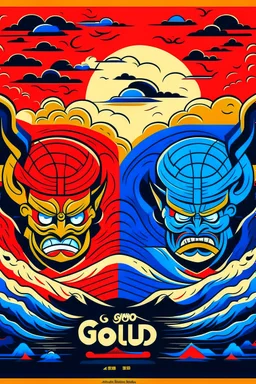 GOOD VS EVIL in the style of Hiroshi Nagai