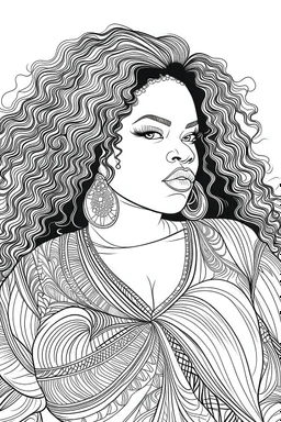 coloring page of black curvy woman