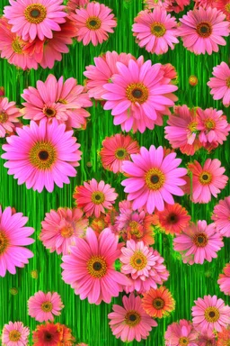 A surreal, schizophrenic geometrical interpretation of Pink Gerber Daisies; Constructivism