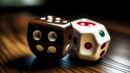 pair of dice on a pool table