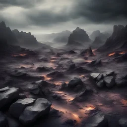primal evil hellfire landscape cold desolate landscape close focal length, rocky rugged chaotic natural, no subject