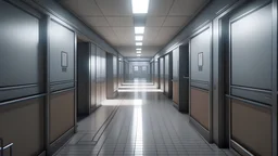 realistic, personality: Quick shots of hospital corridors with worried faces passing by. Create a sense of urgency and concern in the atmosphere unreal engine, hyper real --q 2 --v 5.2 --ar 16:9
