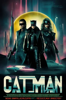 catman rebel retro futuristic cyberpunk poster